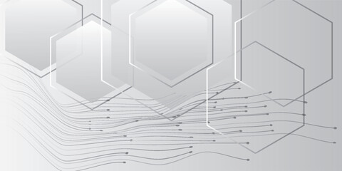 Geometric white and grey gradient background modern with heksagonal shape simple vector