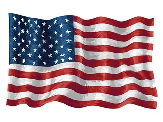 Fototapeta premium Waving American Flag on White Background usa flag united states flag