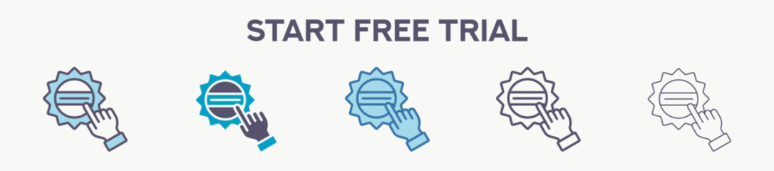 Start Free Trial Icon Pack For Graphic Design - Multi Styles