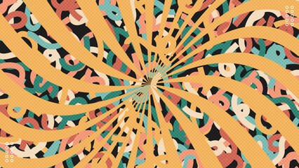 Abstract Colorful Sunburst Memphis Geometric Background Retro Style Shapes Design.Vector Illustration