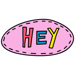 Pink Hey oval sticker design element