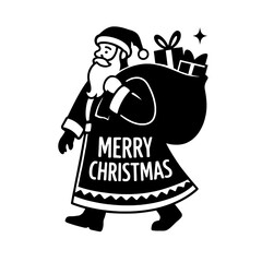 Santa Claus with Gift Bag Black and White Vector Illustration

 

 
