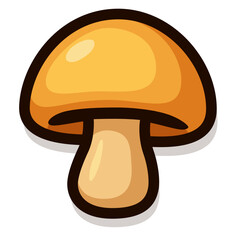 Cartoon Mushroom Icon, Forest Fungus Vector Illustration