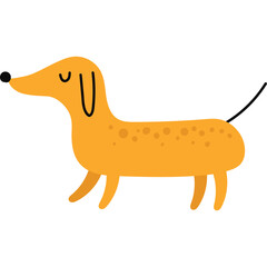 Cute Orange Dachshund Dog Illustration with Closed Eyes and Speckled Body on a Transparent Background