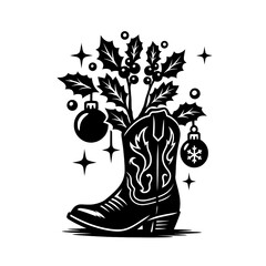 Western Christmas Boot with Holly and Ornaments Vector Illustration

 

 
