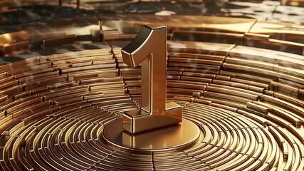 rotating golden number one on podium, dramatic lighting, achievement symbol | business, achievement, success, motivation, luxury theme - Powered by Adobe
