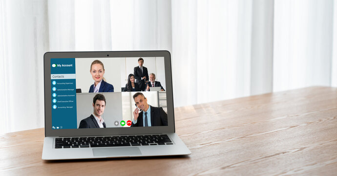 Business people on video conference for modish virtual group meeting of corprate business office workers
