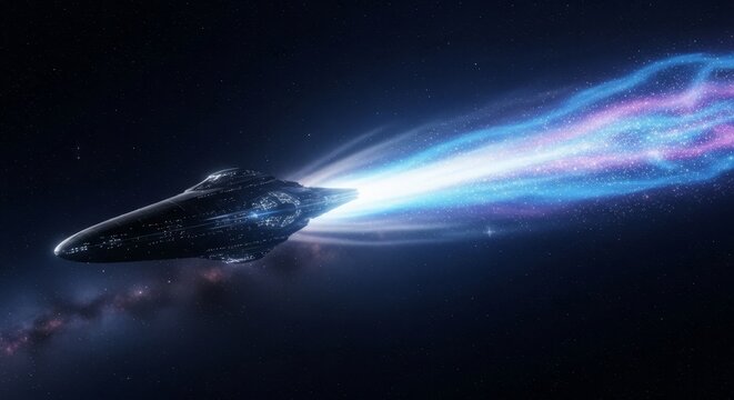 alien comet advanced extraterrestrial spaceship starship in light speed - Powered by Adobe
