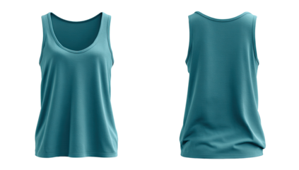 Teal tank top, front & back views