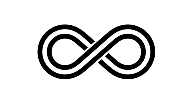 Abstract infinity symbol design with layered lines on transparent background