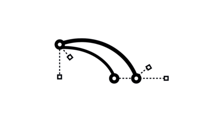 Abstract white line drawing of connected shapes on transparent background