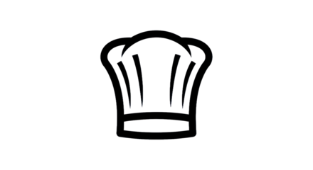 Chef hat illustration with white outline on a transparent background