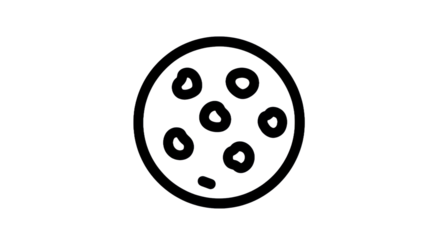 Circular petri dish illustration with contained cellular structures on a transparent background