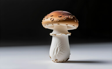 Shiitake mushroom with brown cap, ideal for stir-fry dishes. Emphasizes umbrella shape for versatile cooking visuals.