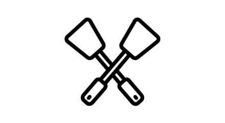 Crossed spatulas outline against transparent background cooking and food concepts