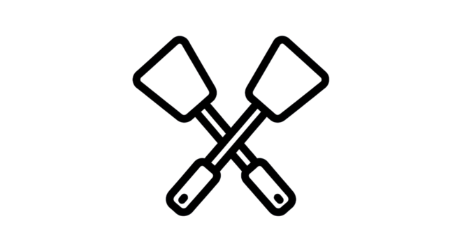 Crossed spatulas outline against transparent background cooking and food concepts - Powered by Adobe
