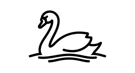 Elegant swan outline floating on water vector illustration for design