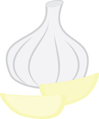 A vector art of garlic, peeled and unpeeled. 