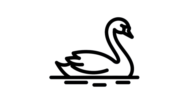 Elegant swan outline floating on transparent background simple vector - Powered by Adobe