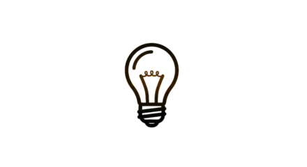 Glowing light bulb illustration on transparent background for creative ideas