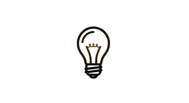 Glowing light bulb illustration on transparent background for creative ideas