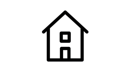 Minimalist house outline design on transparent background for various applications