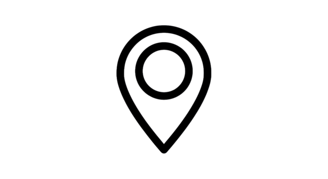 Minimalist location icon with outline design for digital mapping and navigation
