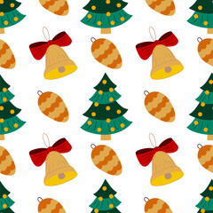 Christmas seamless pattern in hand draw style