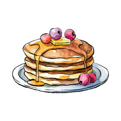 Realistic Pancake Watercolor Digital Art For Food Illustration Design