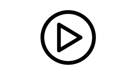 Minimalist play button icon in outline style for media and interface design