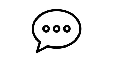 Minimalist speech bubble icon with three dots for communication concepts