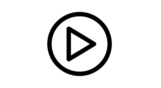 Minimalist play button icon in outline style for media and interface design