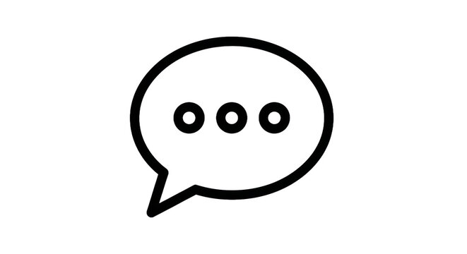 Minimalist speech bubble icon with three dots for communication concepts