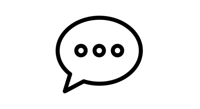 Minimalist speech bubble icon with three dots for communication concepts - Powered by Adobe