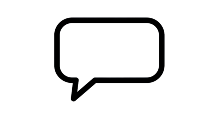 Minimalist speech bubble icon with transparent background for communication