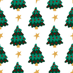 Christmas seamless pattern in hand draw style