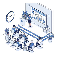 Business training or courses concept. Can use for web banner, infographics, hero images, isometric vector modern illustration