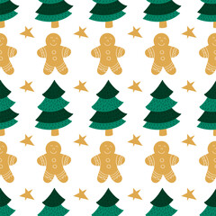 Obraz premium Christmas seamless pattern in hand draw style