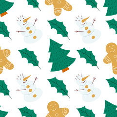 Christmas seamless pattern in hand draw style