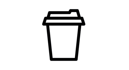 Outline coffee cup graphic against transparent background for design elements