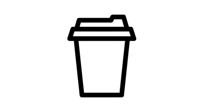 Outline coffee cup graphic against transparent background for design elements - Powered by Adobe