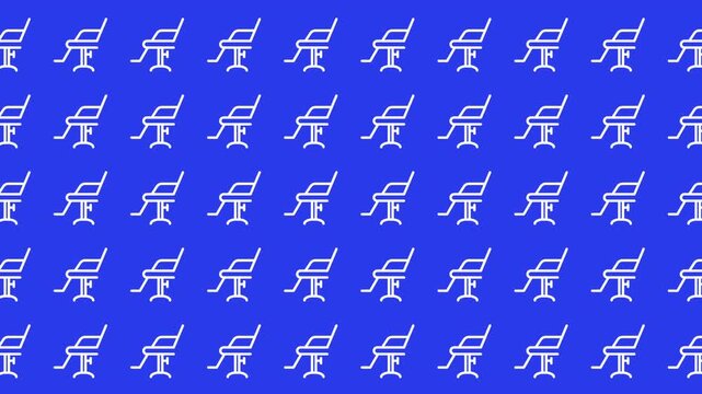 Barber chairs pattern against blue background. Ideal for barber shop posters, salon websites, background for hairrelated designs.