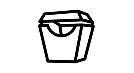 Outline illustration of a french fry container with transparent background