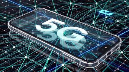 futuristic smartphone display showcasing vibrant 5g technology and dynamic visual effects | technology, mobile, digital, future, connectivity theme - Powered by Adobe