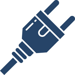 Deep Blue Electric Power Plug And Cord Isolated On White Background Represents Connection And Energy Supply