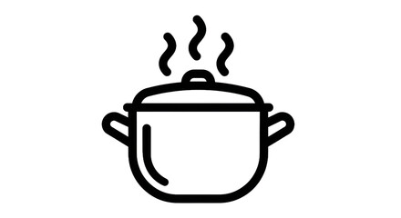 Outline of a cooking pot with steam isolated on transparent background