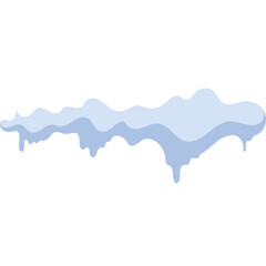 Delicate Blue Snow Drifts with Melting Icicles and Drips on a Transparent Background