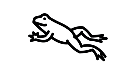 Outline of a frog in mid air with transparent background