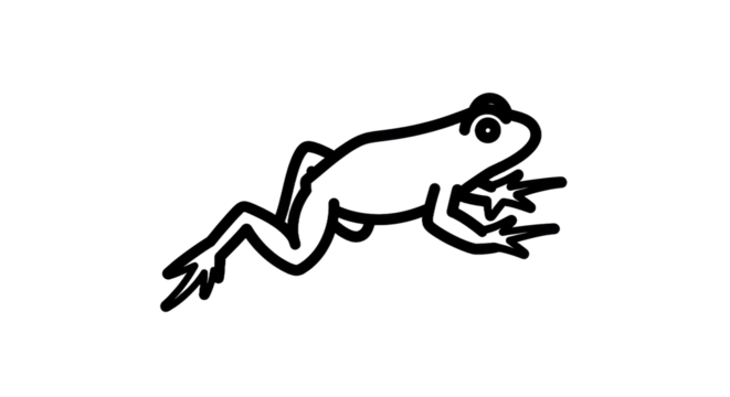 Outline of a frog illustration against a transparent background for design assets