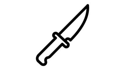 Outline of a hunting knife on transparent background minimalist vector